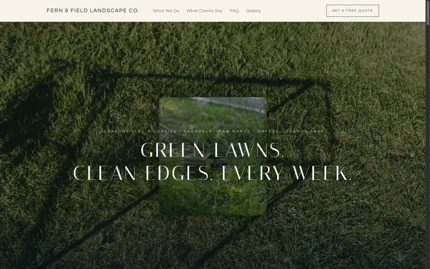 The Fern & Field Landscape Co. homepage header