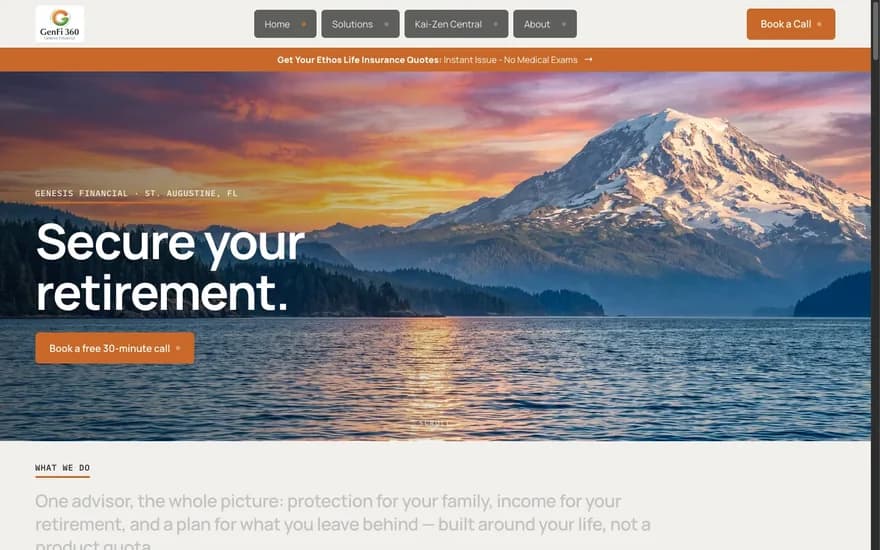 The GenFi 360 · Genesis Financial homepage header