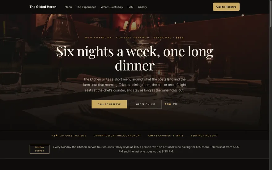 The The Gilded Heron homepage header