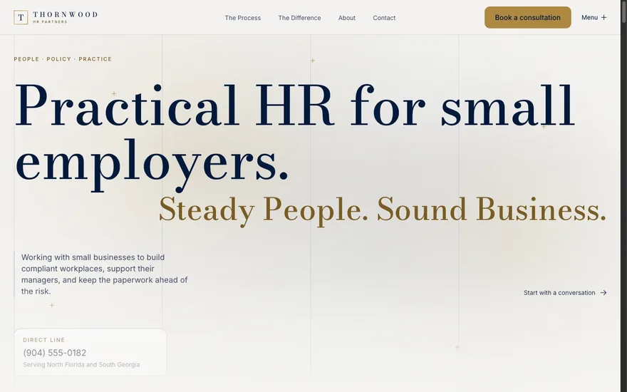 The Thornwood HR Partners homepage header