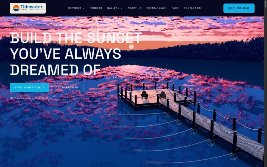 The Tidewater Marine Construction homepage header